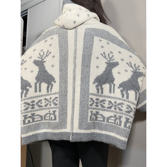 See by Chloe Hooded Intarsia Reindeer Blanket Sweater $795 One Size - Picture 8 of 15